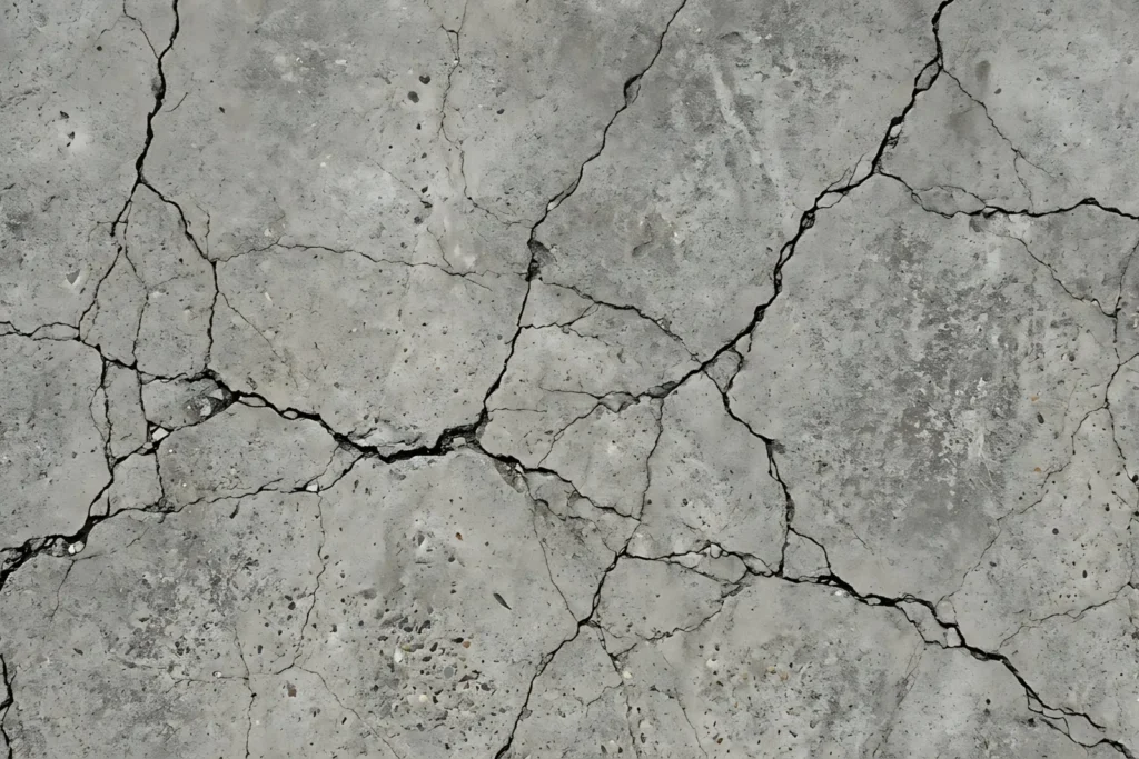 Dalle de béton fissurée en réseau, un signe possible de pyrite dans le remblai d’une maison